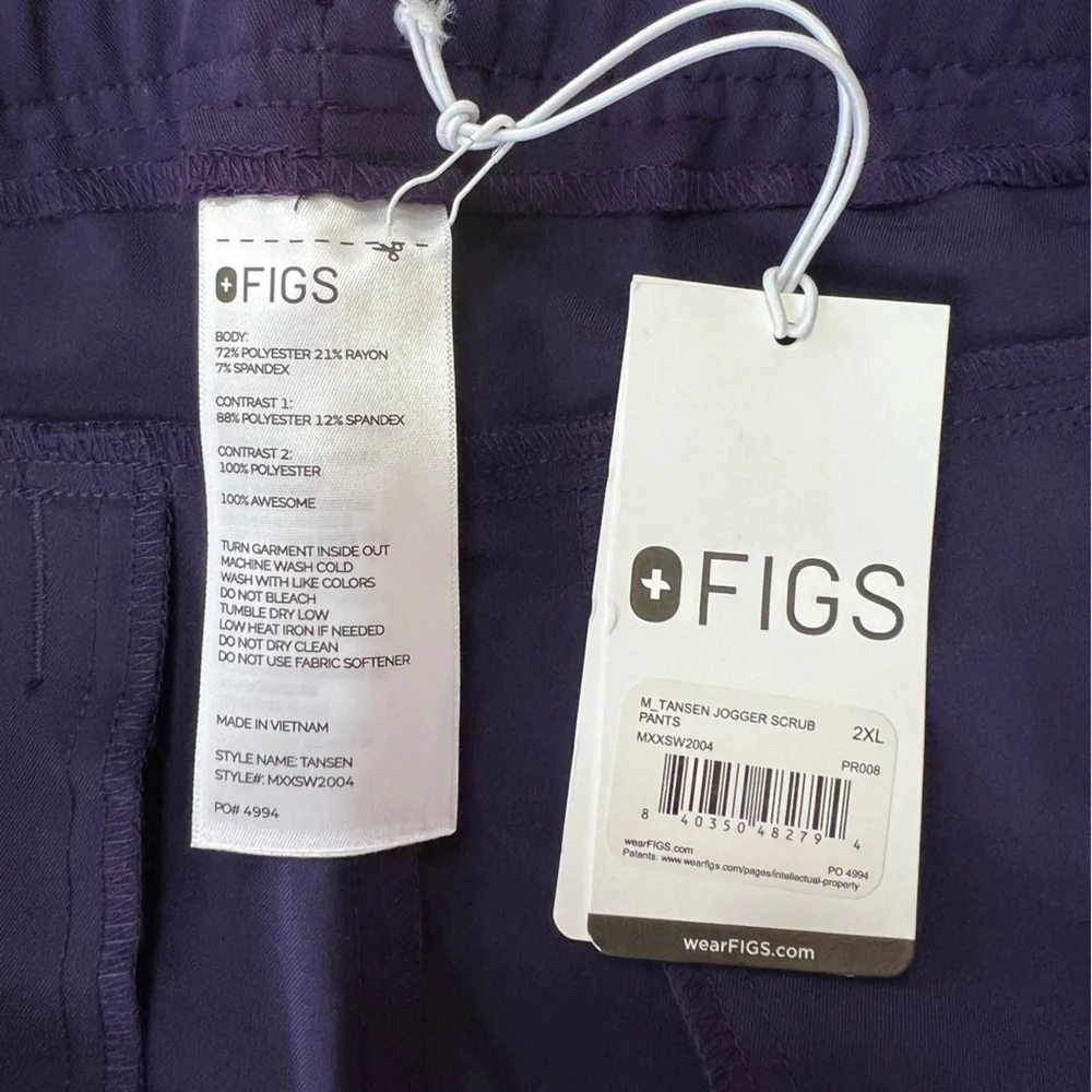 FIGS NWT Men’s Tansen Jogger Scrub Pants in RARE Dark Purple (PO #4994), XXL